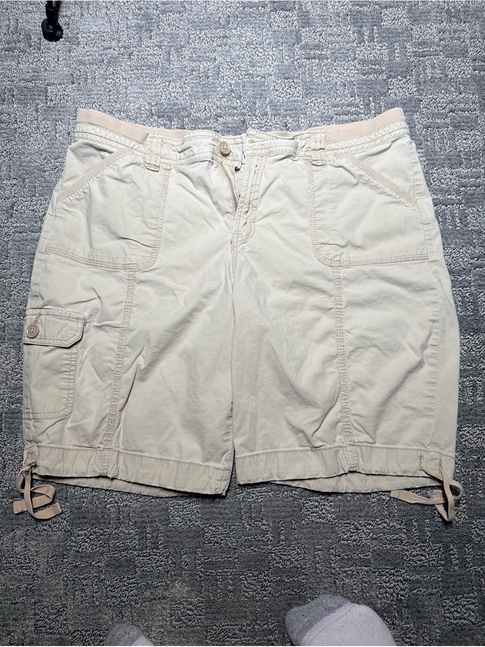 Women’s Casual Drawstring Utility Shorts in Light Beige St. John’s bay 16